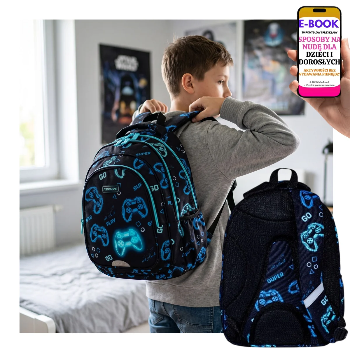 Szkolny Plecak Astrabag Go Playing 27L Odblaskowy Klasa 4-8 + E-BOOK-3