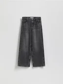 Spodnie i spodenki dla dziewczynek - Reserved - Jeansy wide leg - szary - miniaturka - grafika 1