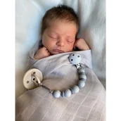 Akcesoria do smoczków - Zawieszka, klips do smoczka, gryzak szary JackOJuno - miniaturka - grafika 1