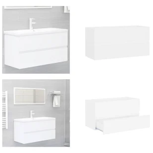 vidaXL Szafka podumywalkowa biała 90x38,5x45 cm z drewna - Szafka łazienkowa - Szafki łazienkowe - Szafka - Szafki - Szafki łazienkowe - miniaturka - grafika 1