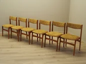 Krzesła - Komplet sześciu krzeseł tekowych, duński design, lata 70, produkcja: Dania - miniaturka - grafika 1