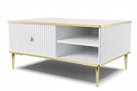 Ławy i stoliki kawowe - Stolik kawowy Petra 90x60 biały mat nóżki złote - miniaturka - grafika 1