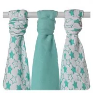 Akcesoria do karmienia - XKKO Bambusowe pieluchy XKKO BMB 70x70 - Little Stars Turquoise MIX BMB070041 - miniaturka - grafika 1