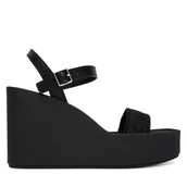 Sandały damskie - Sandały Calvin Klein Wedge 70 Sndl Webbing Lth HW0HW02882 Czarny - miniaturka - grafika 1