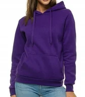 Bluzy damskie - Damska bluza dresowa kangurka z kapturem L fiolet - miniaturka - grafika 1