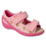 Buty dla dziewczynek - Befado kapcie dziecięce pu 063X032 wkładka skórzana różowe - miniaturka - grafika 1