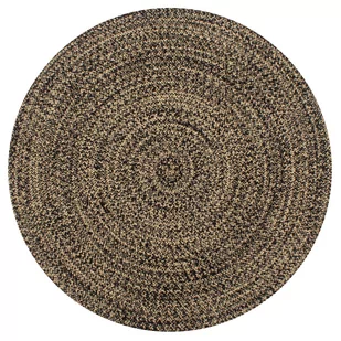 vidaXL Ręcznie wykonany dywanik, juta, czarny i naturalny, 90 cm 133725 - Dywaniki łazienkowe - miniaturka - grafika 1