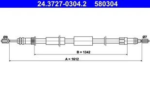 ATE LINKA HAMULCA 24.3727-0304.2 PEUGEOT 306 KABRIOLET 1.8 16V 00-02 CITROEN ZX 2.0 96-97 - Linki hamulca postojowego - miniaturka - grafika 1