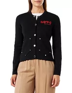 Swetry damskie - Love Moschino Damska kurtka kardiganowa, czarna, 40, czarny, 40 - miniaturka - grafika 1