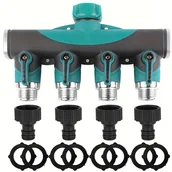 Inne - TEMU 1 zestaw (standard europejski) ciężki czterokierunkowy przełącznik z stopu cynku + cztery czarne smoczki, kran ogrodowy z zaworem kulowym, - miniaturka - grafika 1