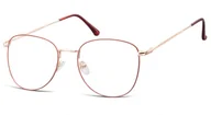 Okulary korekcyjne, oprawki, szkła - Oprawki okulary Pilotki zerówki korekcyjne 924 czerwono-złote - miniaturka - grafika 1