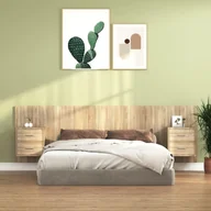 Inne meble do sypialni - Lumarko Wezgłowie z szafkami, dąb sonoma, materiał drewnopochodny - miniaturka - grafika 1