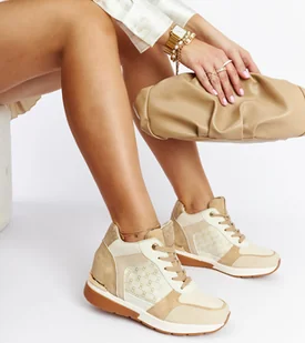 Beżowe sneakersy na koturnie Chestnut -40 - Sneakersy damskie - miniaturka - grafika 1