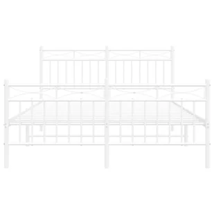 Metalowa rama łóżka z wezgłowiem i zanóżkiem, biała, 135x190 cm Lumarko! - Łóżka - miniaturka - grafika 6