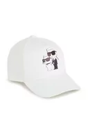 Czapki dla dzieci - Karl Lagerfeld czapka z daszkiem bawełniana dziecięca kolor beżowy z nadrukiem - miniaturka - grafika 1