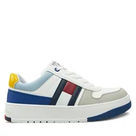 Buty dla chłopców - Sneakersy Tommy Hilfiger Flag Low Cut Lace-Up Sneaker T3X9-33863-1269 S Biały - miniaturka - grafika 1