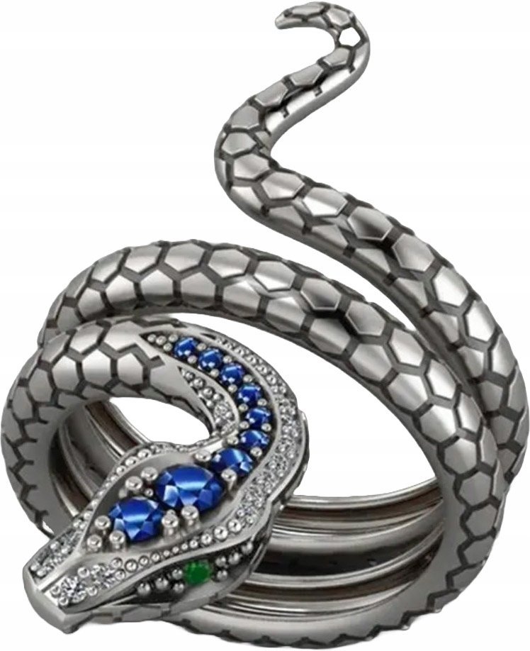 Efektowny Srebrny Pierścionek Wąż Snake Cyrkonie Kamienie Stal Szlachetna