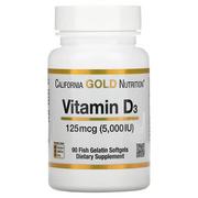 Suplementy naturalne - California Gold Nutrition, Vitamin D3, 125 mcg (5,000 IU), 90 kaps. - miniaturka - grafika 1