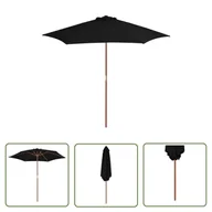 Parasole ogrodowe - The Living Store Parasol ogrodowy na drewnianym słupku - czarny - 270 cm - Parasol Ogrodowy - miniaturka - grafika 1