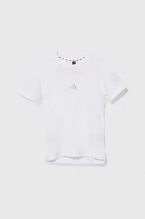 Koszulki dla chłopców - adidas t-shirt dziecięcy kolor biały z nadrukiem - grafika 1