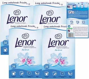 LENOR Chusteczki Zapachowe do Suszarki Szuflady Ubrań Pachnące DE 4x34 szt - Środki do prania - miniaturka - grafika 1