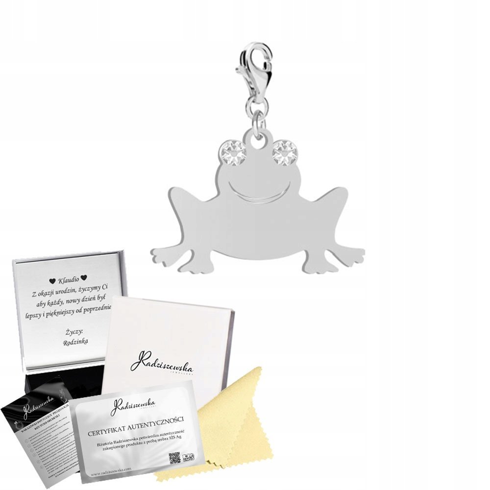 Charms Srebrny ŻABA Karabińczyk Prezent Biżuteria SREBRO DEDYKACJA GRATIS