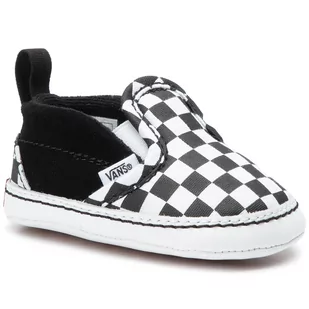 Vans Tenisówki Slip-On V Crib VN0A2XSLFB71 Black/Truewhite - Trampki damskie - miniaturka - grafika 1