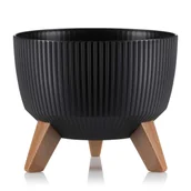 Donice - Doniczka Okrągła MISA CZARNA Eco Recykling NÓŻKI 24cm Czarna Loft Kwietnik - miniaturka - grafika 1