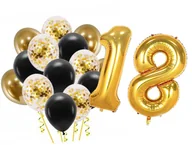 Balony i akcesoria - Zestaw balonów na 18 złoty urodziny dekoracje urodzinowe balon foliowy 40cm - miniaturka - grafika 1