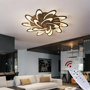 Lampa sufitowa LED 2127Black-15 Ø 115 160 W z pilotem Regulacja barwy/jasności światła Akrylowy klosz Czarna lakierowana metalowa rama - Oprawy, klosze i abażury - miniaturka - grafika 1