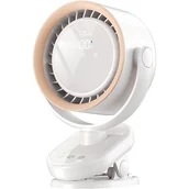 Wentylatory - Akumulatorowy, przenośny wentylator z klipsem, wyświetlacz LED, mocny przepływ powietrza, do biurka, na zewnątrz, w podróży, na kemping, biały - miniaturka - grafika 1
