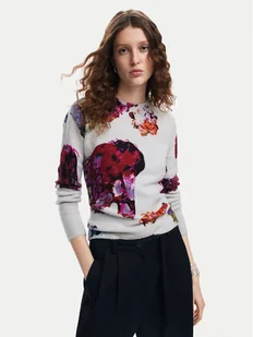 Desigual Sweter Maxflower 24WWJF53 Szary Regular Fit - Swetry damskie - miniaturka - grafika 1