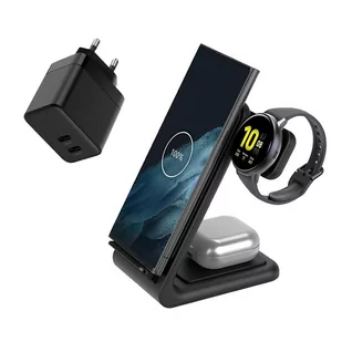 Crong - Zestaw ładowarka GaN PD 35W plus ładowarka bezprzewodowa PowerSpot Pivot Stand 3w1 do iPhone, Samsung & Android - Pozostałe akcesoria do telefonów - miniaturka - grafika 1