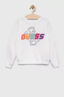 Bluzy dla dziewczynek - Guess bluza dziecięca kolor biały z aplikacją - miniaturka - grafika 1