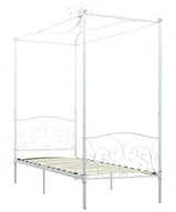 Łóżka - Białe metalowe łóżko z baldachimem 100x200 cm K9-K89 - miniaturka - grafika 1