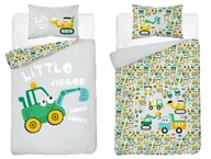 Pościel dla dzieci - Pościel bambusowa dziecięca 90x120 szara z zieloną koparką Baby Bamboo - miniaturka - grafika 1