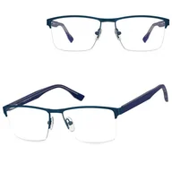 Okulary korekcyjne, oprawki, szkła - Małe męskie okulary na żyłkę oprawki korekcyjne zerówki 877A niebieskie - miniaturka - grafika 1