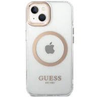Etui i futerały do telefonów - Guess Metal Outline Magsafe Gold - etui iPhone 15 - miniaturka - grafika 1