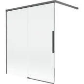 Parawany nawannowe - Mexen Rox parawan nawannowy 2-skrzydłowy rozsuwany 140 x 150 cm, transparent, gun gray szczotkowany - 8C9-140-003-66-00 - miniaturka - grafika 1