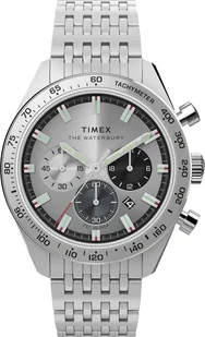 Zegarek Zegarek Timex TW2Y18700 Waterbury Traditional Chronograph 41mm Stainless Steel Bracelet - Zegarki męskie - miniaturka - grafika 1