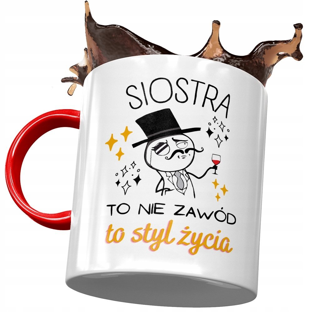 Kubek Czerwony Dla Siostry na Urodziny na Prezent z Nadrukiem ze Zdjęciem + Opakowanie na prezent (wzór 01)