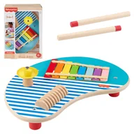 Instrumenty muzyczne dla dzieci - Fisher-Price Drewniany Muzyczny Stoliczek 3w1 - miniaturka - grafika 1