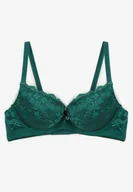 Biustonosze - Zielony Biustonosz Push Up Ozdobiony Koronką Sannel - miniaturka - grafika 1