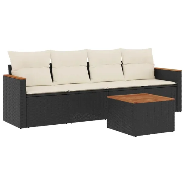 Zestaw mebli ogrodowych modułowych, czarny, rattan PE, wymiary: 55x62x69 c