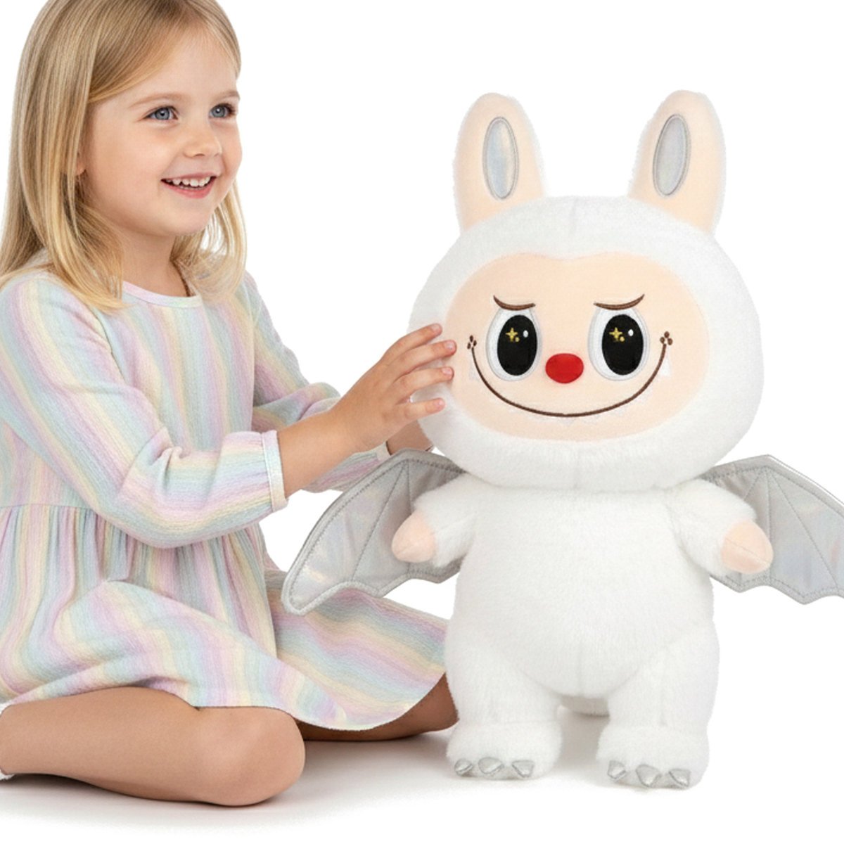 Urocza Maskotka Pluszowa SMOK zabawka 45cm Przytulanka dla Dzieci i Kolekcjonerów Biały