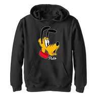 Bluzy dla chłopców - Disney Chłopięca bluza z kapturem Pluto Big Face, czarny, M - miniaturka - grafika 1
