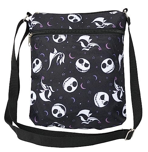 Disney Torby crossbody dla kobiet, prezent koszmar przed Bożym Narodzeniem, film Jack Skellington, czarna wegańska mała torba na ramię, torebka podróżna dla kobiet, codzienny paszport na Halloween,