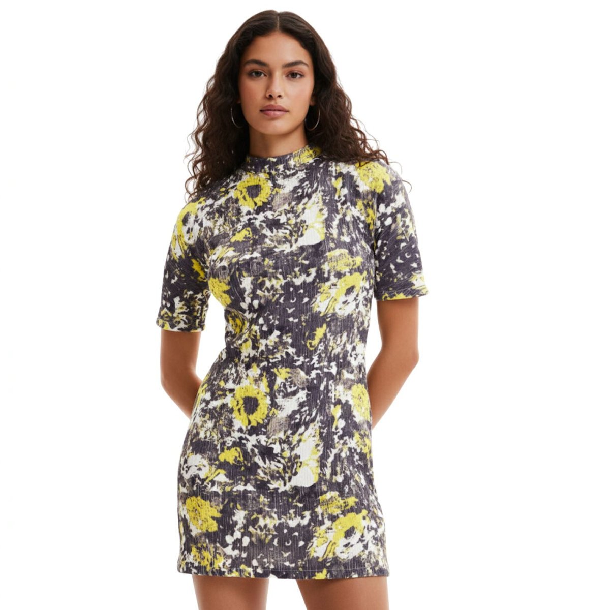 Sukienka damska Desigual Mineral mini szaro żółta-XS