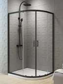 Kabiny prysznicowe - New Trendy Czarna kabina asymetryczna 80x90 cm K-5464 New Varia Black - miniaturka - grafika 1