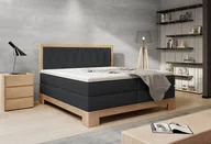Łóżka - Łóżko kontynentalne do sypialni Skandynawskie łóżko sprężynowe 180x200cm w kolorze jasnego dębu Nowoczesny design Z ergonomicznym materacem i nakładką z zimnej pianki Kolor czarny - miniaturka - grafika 1